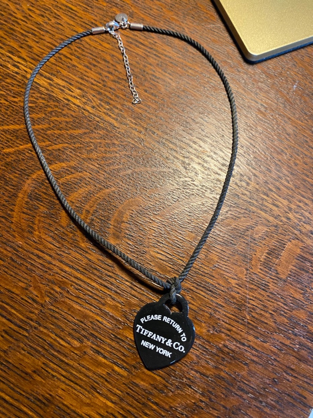 Tiffany & Co. 'Return to Tiffany" BLACK-on-BLACK Enamel Heart Tag Necklace